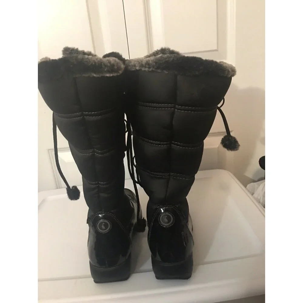 SPORTO BLAKE Womens 7M Tall Insulated Duck Boots Black Rubber Faux Fur‎